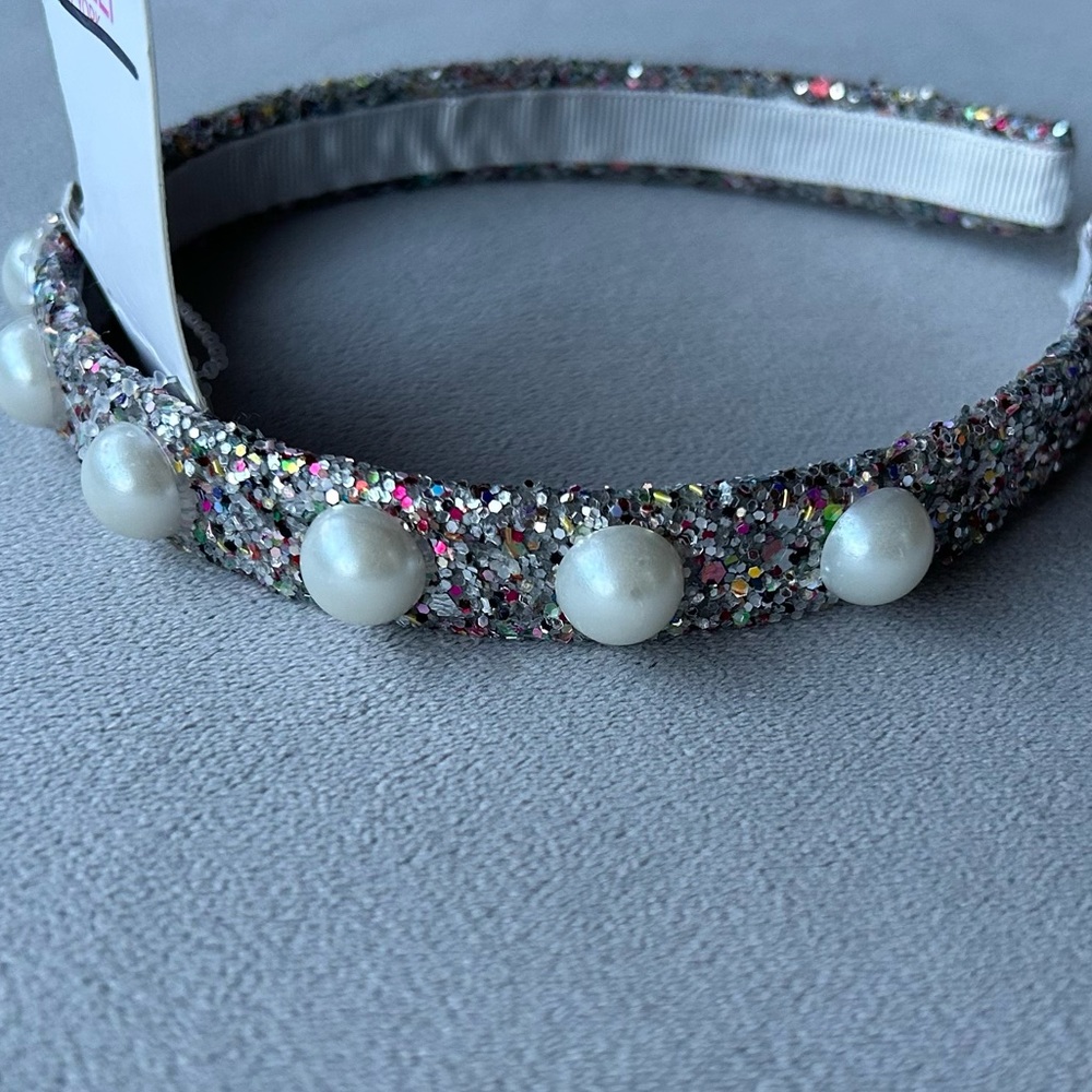 Capelli ~ Faux Oversized Pearl Rainbow Glitter Headband ~ New!